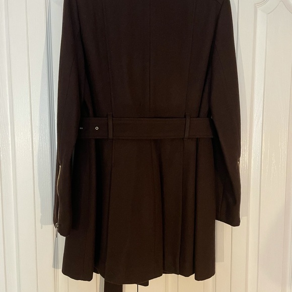 Kenneth Cole Asymmetrical Zip Belted Buckle/Wrap Jacket w/Gold Hardware. - Picture 2 of 14